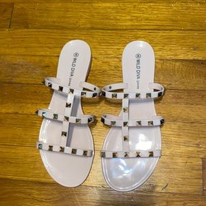 Treasure gold studded sandal-nude
